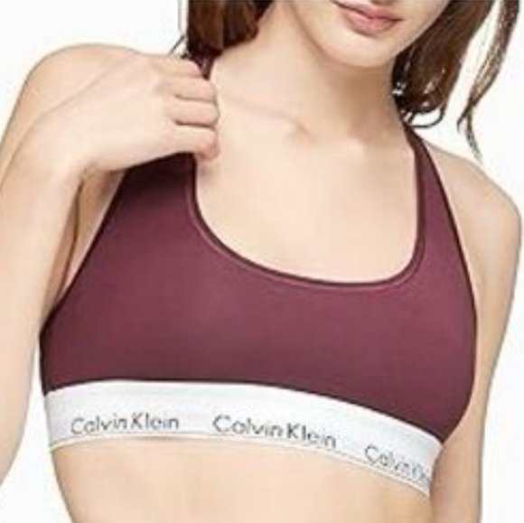 Calvin Klein Women's Maroon Sports Bra - Picture 1 of 3